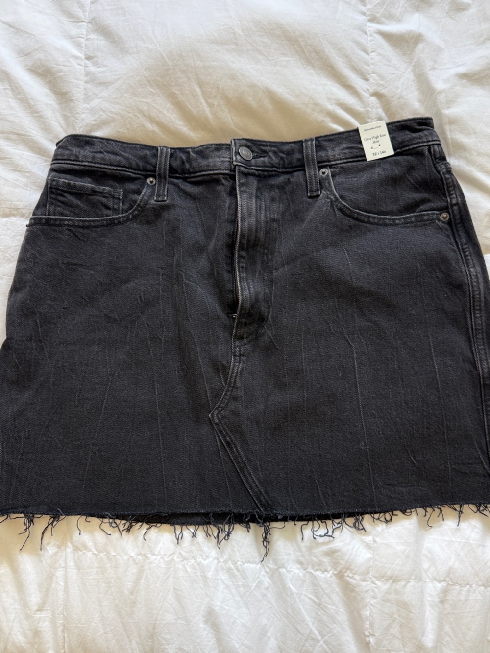 Abercrombie & Fitch Black High-Low Denim Skirt